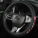 Premium Leather American Flag USA Steering Wheel Cover Universal 14.5-15inch Compatible with Car Truck SUV