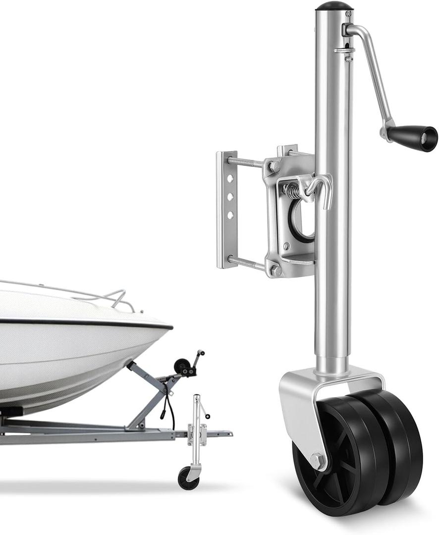 VEVOR Trailer Jack with Wheel, 2000 lbs Load Capacity, Heavy Duty Swivel Boat Trailer Jack with PP Dual Wheel & Ergonomic Handle, 15-27 Inch Lift Range, Fit for RVs, Boats and Utility Trailers