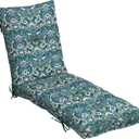 Arden Outdoor Plush Modern Tufted Chaise Cushion, 76 x 22, Rain-Proof, Fade Resistant, Tufted Cushion for Chaise Lounger Sapphire Aurora Blue Damask