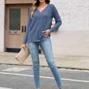 Edelqual Womens Long Sleeve Tops Fall Winter Sweater Casual Henley V Neck Shirts Light Tunic 2025 Fashion Trendy Clothes (M)