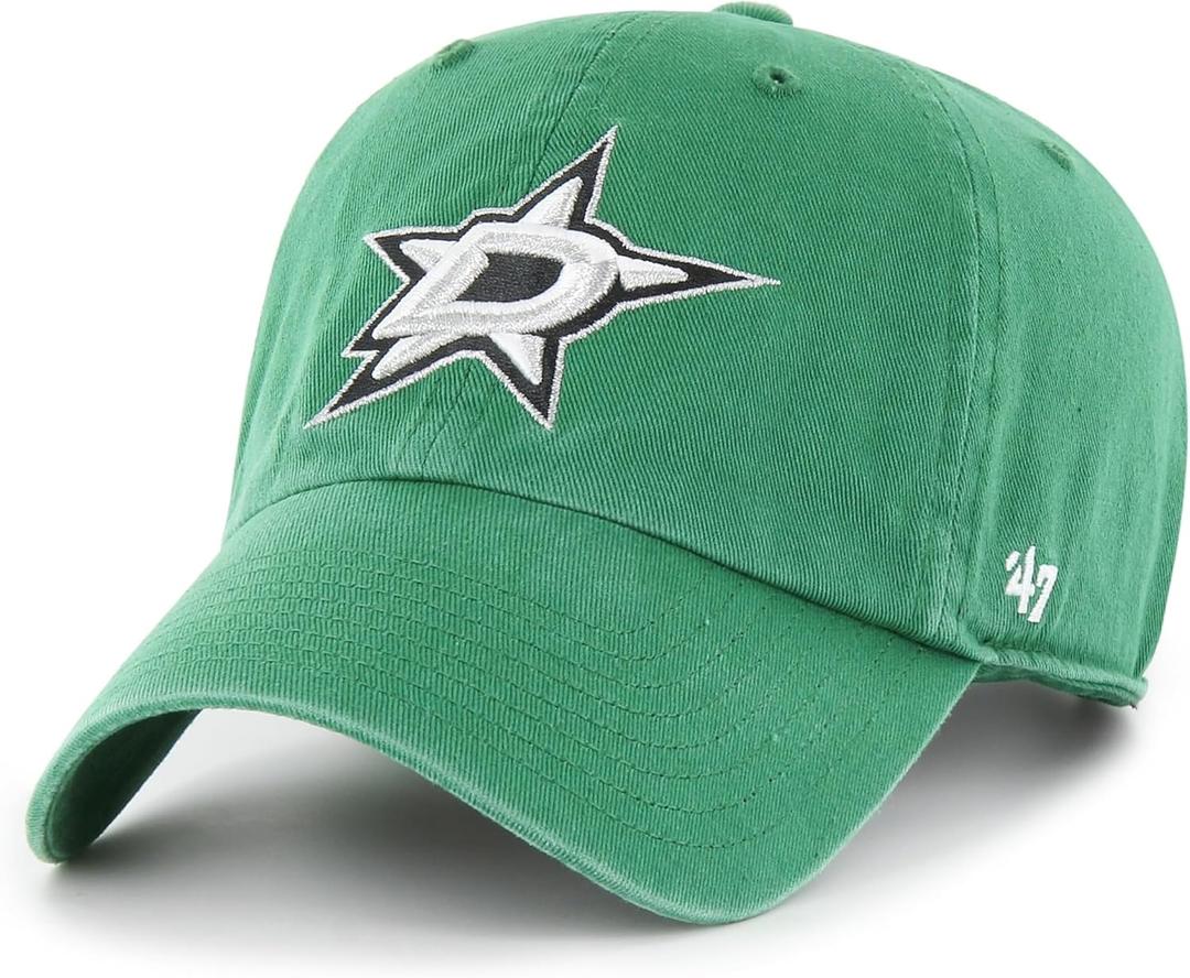 47 NHL Team Color Alternate Primary Logo Clean Up Adjustable Cap Dad Hat, Adult (One Size, Dallas Stars - Green)
