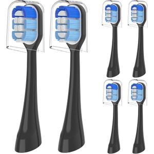 Replacement Heads Compatible with Oral-B Clic Toothbrush, 6 Pack Brush Head Refill, Black