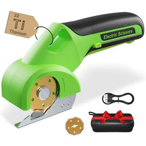 4V 2000mAh Cordless Cardboard Cutter, Electric Box Cutter for Cardboard with 2 Titanium Blades,LED & Safety Lock,Max Cutting1/4",Rotary Cutter for Fabric,Gifts for Men&Women - Neon Green