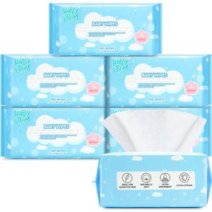 Dry Wipes - HAPPY BUM Baby Wipes, Large Baby Wipes, Wet and Dry Use, Unscented Tissues for Sensitive Skin (600 Count)
