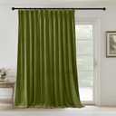 StangH Pinch Pleated Olive Green Velvet Curtains for Living Room, Extra Wide Light Blocking Track Window Covering Thermal Insulated Elegant Home Decor for Bedroom Closet, W72 x L96, 1 Panel
