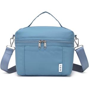 NOL Natural Organic Lifestyle Insulated Lunch Bags for Women Cooler Bag Lightweight Nylon Waterproof Lunch Box For Work (Medium(normal), Dusty blue)