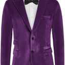 GRACE KARIN Mens Velvet Blazer Two Button Slim Fit Suit Jacket Sports Coats for Men Prom Wedding Dinner Party Size Small
