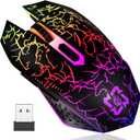 MELOGAGA Bluetooth Wireless Gaming Mouse, 2.4G Cordless RGB Rechargeable PC Game Mouse, Black