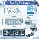 4pcs Winter Table Wooden Decoration Christmas Wooden Decorative Winter Signs Table Decoration Double Side Tiered Tray Decor Holiday Centerpiece for Xmas Home Decor