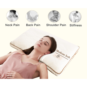 YOUR MOON Medium Soft Organic Wool Pillow Standard, Flat & Thin Wool Pillow for Sleeping, Breathable Soft Cotton Cover, LowLoft Bed Pillows for Back and Stomach Sleepers (Off White)