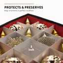 Zober Christmas Ornament Storage Box - Stores 64 Ornaments - Non-Woven, Tear- Proof Christmas Ornament Storage Containers - 3 Inch Cube Compartments - Red