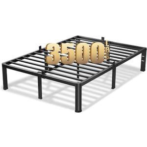 VIPSHOW 16 Inch Queen Bed Frame, 3500Lbs Heavy Duty Metal Platform with Round Corner Legs Mattress Slide Stopper, Steel Slat Support No Box Spring Needed, Noise Free, Non-Slip, Easy Assembly