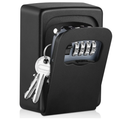 Key Lock Box Wall Mounted,4 Digit Combination Weatherproof Lockbox for Outside House,5 Keys Large Capacity Lockbox,Key Safe Security Storage Lock Box with Resettable Code for Indoor Outdoor Garage