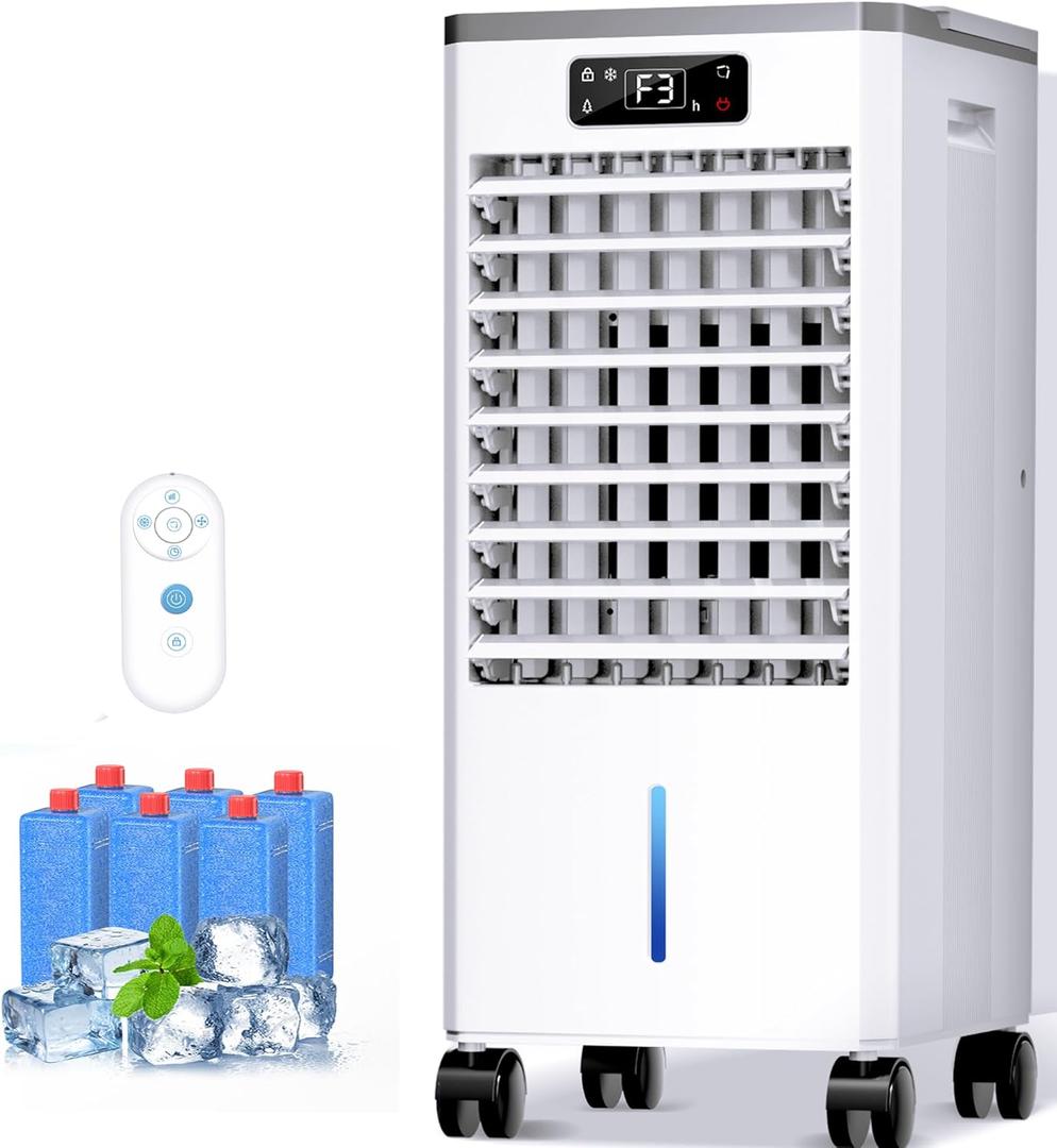 Portable Air Conditioners, Windowless Evaporative Air Cooler 3 Modes & 3 Speeds, 12H Timer for Smart Auto-off, 2-Gal Tank for 20H Cooling,16FT Remote,No Hose Needed,46db Swamp Cooler
