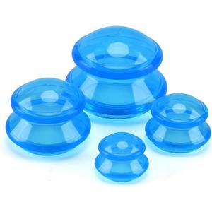 Silicone Cupping Therapy Set, Professional Studio and Home Cupping Set Massage Therapy Cups, Chinese Massage Cups for Cellulite Reduction Cupping Kit, Muscle and Joint Pain Myofascial Cupping Massager (Blue and Clear)