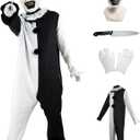 Killer Clowns Cosplay Costume for Horror Movies Scene-Stealer Skin-Tight Halloween Outfit (3X-Large, Black and White)