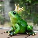 Frog Crown Prince Prime Bedroom Ornament Collectible Cute Figurine Statue Home Office Desk Bookcases Decorations Gifts for Women Sister Lover Room Decor Cake Topper