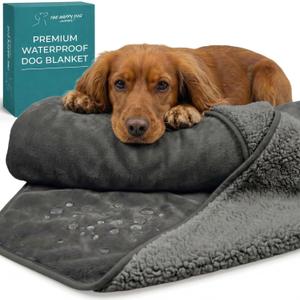 Waterproof Dog Blanket Washable Leakproof Large Dog Blanket for Couch & Sofa, Reversible - Dark Gray Microfiber & Gray Sherpa Fleece, 40x47 Inches.