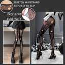 Tights for Women High Waist Fishnet Stockings Lace Leggings Floral Lace Pantyhose (Black)