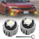 2PCS L1B LED Front Fog Light Bulbs Super Bright Lamp Bulb for 2021+ Hon'da Civic Accord CR-V Ridgeline Passport Acu'ra Integra 9000LM 3200K Fog Driving Lamp Bulb Assembly Plug and Play (Amber Yellow)