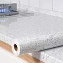 MelunMer White Glossy Marble Contact Paper for Countertops 23.6393 Self Adhesive Removable Wallpaper Granite Peel and Stick Wallpaper for Bathroom/Kitchen/Cabinets Waterproof Easy to Clean