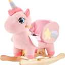 FUNLIO Unicorn Baby Rocking Horse, Pink Fairy Unicorn Rocking Horse for Toddlers 6 Months to 3 Years, Stuffed Ride-on Animal Rocker, Easy to Assemble, CPC & CE Certified