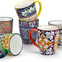vancasso 12 oz Coffee Mugs Set of 6, Ceramic Mug with Handle, Boho Coffee Cups for Latte, Cappuccino & Hot Chocolate, Dishwasher & Microwave Safe Gift Set, Series SIMI