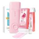 Waxfans Roll On Wax Kit, Wax Roller Kit, Waxing Kit for Women & Men,Cera Para Depilar for Home Hair Removal on Body and Legs, with 2 Rose Wax Refills & 50 Pcs Wax Strips, Easy & Smooth（Rose）