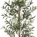 FLOWORLD 7FT Olive Trees Artificial Indoor, Tall Faux Olive Tree 7FT (84in) with Natural Wood Trunk & Realistic Olives, Stable Base, Pet Friendly Artificial Plant for Home Office, Living Room, Outdoor