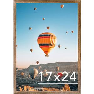 17x24 Picture Frame Rustic Brown for Poster Photo Picture, Horizontal and Vertical Formats for Wall Hanging, 17 x 24 Wall Gallery Poster Photo Frame for 17 by 24 Photos Posters, Rustic Brown