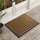 ubdyo Extra Durable Door Mat - Dirt Trapping Outdoor Welcome Mats - Non-Slip Outdoor Indoor Entrance - Low Profile Front Doormat (36" x 24", Bright Brown)