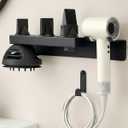 Hair Dryer Holder Wall Mount for Dyson, Blow Dryer Holder Compatible with Dyson Accessories, Stainless Steel Hair Dryer Stand Holds Up to 5 Attachments, Bathroom, Black