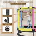 Trampoline for Kids, Full Anti-Rust 440lbs Anti-Rollover Round Bottom Toddler Trampoline, T-handrail Adjustable Baby Toddler Trampolines Dart Board
