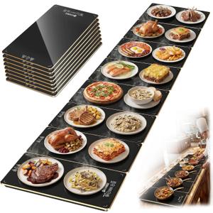 Electric Warming Tray for Buffet Party - 8 Panels Electric Glass Top Heating Plate, 8 Level Temp Control Easy Clean Surface Overheat Protection and Timer: for Busy Hosts Party Dinners and Holiday Meal