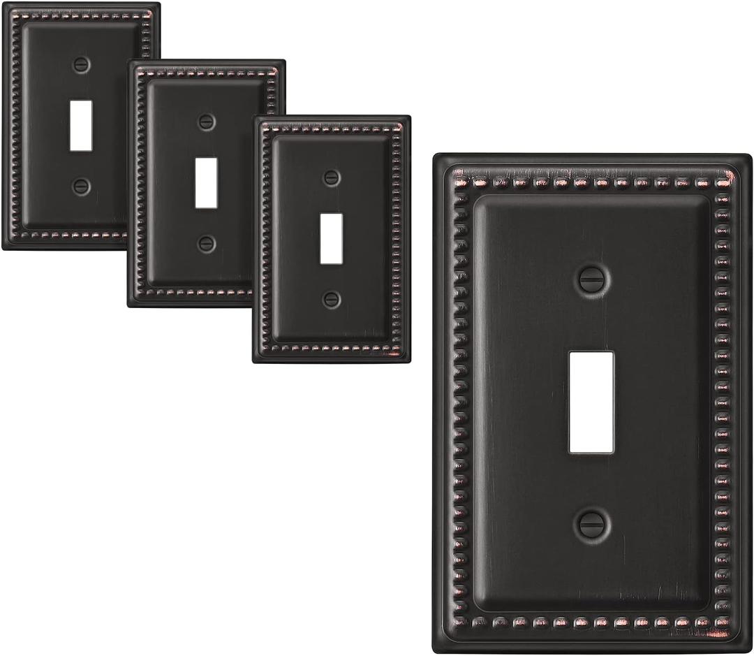DEWENWILS Decorative Light Switch Cover, Metal Toggle Light Switch Wall Plates, Aged Bronze Outlet Covers for Home, Office (1 Toggle 4PK)