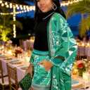 QegarTop Kimono Shorts Set for Women Two Piece Summer Vacation Outfits Flowy Beach Cover up Duster (Green, M)
