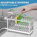 Hvisso 2-Tier Kitchen Sink Caddy with High Brush Holder, Sponge Holder for Sink, Kitchen Storage Organization Sponge Rack, Home Apartment Essential Gadgets Accessories (Silver)