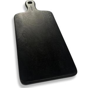 The Fine Living Co. Black Charcuterie Board, Paddle Board with Long Handle, Mango Wood Serving Board, Black Cutting Board, Serving Platter for Meat, Pizza, Food-Grade Wooden Serving Trays, 16x8