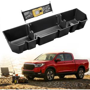 Under Seat Storage for Honda Ridgeline: 2006-2026 Crew Cab, Truck Second-Row Underseat In-Cabin Storage Bin for Ridgeline, Car Accessories Rear Under-Seat Organizer Tool Box for Ridgeline(w/ Mesh Net)