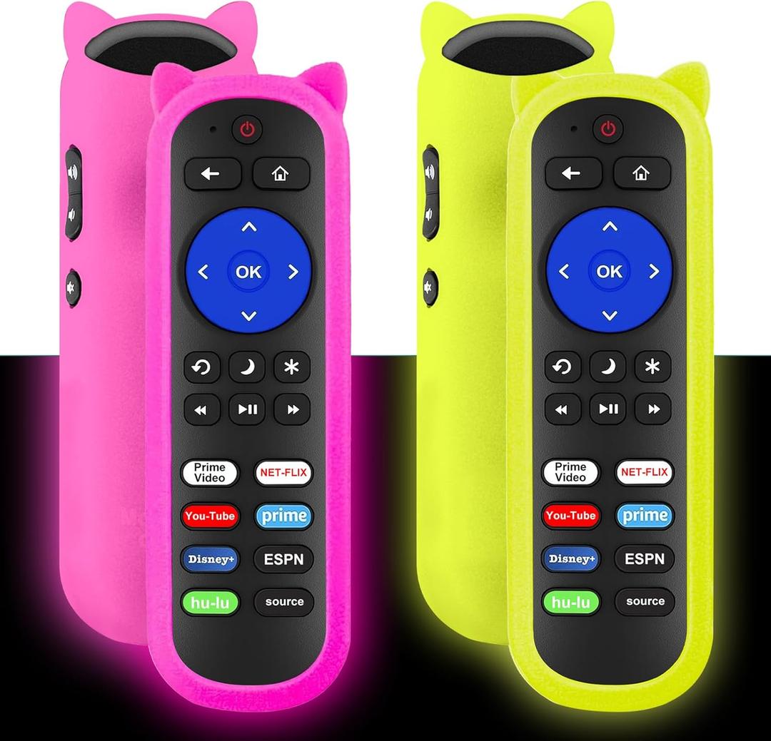 (Pack of 2) Remote Compatible with Roku Players and Roku TV Remote, for Roku Box 1 2 3 4,Roku Express/+, Premiere/+, Ultra and TCL Hisense Onn Element Philips Roku TV with Anti-Lost Case