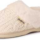 Dearfoams Women's Fuzzy Memory Foam Cable Knit Claire Clog House Slipper with Wide Widths (5-6)