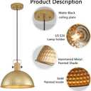 12 Inch Gold Pendant Lights Hammered Matte Pendant Lights for Kitchen Island Industrial Farmhouse Adjustable Height Dome Hanging Light Fixtures for Barn, Dining Room 3 Packs