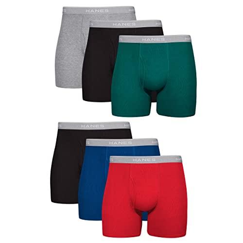 Hanes Men Hanes Boxer Briefs, Cool Dri Moisture-Wicking Underwear, Cotton No-Ride-up for Men, Multi-Packs , M