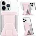 Miroddi for Magsafe Wallet Stand, Magnetic Phone Wallet for iPhone 16/15/14/13/12 Series, Leather Magnetic Cards Holder, Fits 5 Cards, RFID Blocking, Slim, Pink