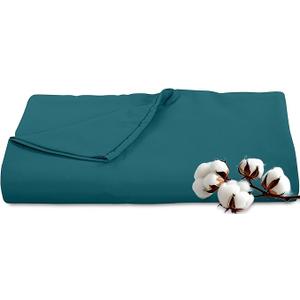 Royale Linens 300 Thread Count 100% Long Staple Combed Cotton Flat Sheet - Super Soft - Top Sheets - Queen Flat Sheet Sold Separately - Breathable, Cool & Crisp Percale Sheets Only (Queen, Teal)