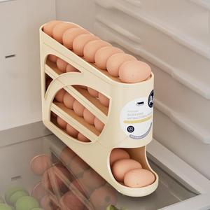 Egg Holder for Fridge,Egg holder countertop,Space-Saving Automatic Rolling Egg Dispenser for Refrigerator,4 Tiers egg dispenser Holds up to 30 pcs, Dispenser for Fridge