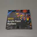 Acrylic Paint Markers - 12 Colors Acrylic Paint Markers with Medium Point - Acrylic Pens for Rock Painting, Wood, Canvas, Stone, Glass, Ceramic,Crafts Making Art Supplies, DIY Crafts
