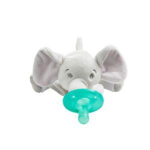 Philips AVENT Soothie Snuggle Pacifier Holder with Detachable Pacifier, 0m+, Elephant, SCF347/03- 1 Count (Pack of 1) (Elephant)