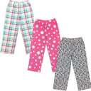 Mad Dog Girl's Pajama Pants - 2/3 Pack, Soft Micro Fleece Fashion Sleepwear Lounge. Sizes: 6-16 (Pink, XL)