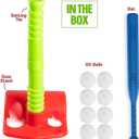 Play22 T Ball Set for Toddlers - Tball Set for Kids 3-5, 8 Large Balls, 23" Batting Tee - Kids Baseball Bat Tee - Wiffle Ball, Toddler Outdoor Toys Play Equipment, Gifts for 4 Year Old Boys and Girls